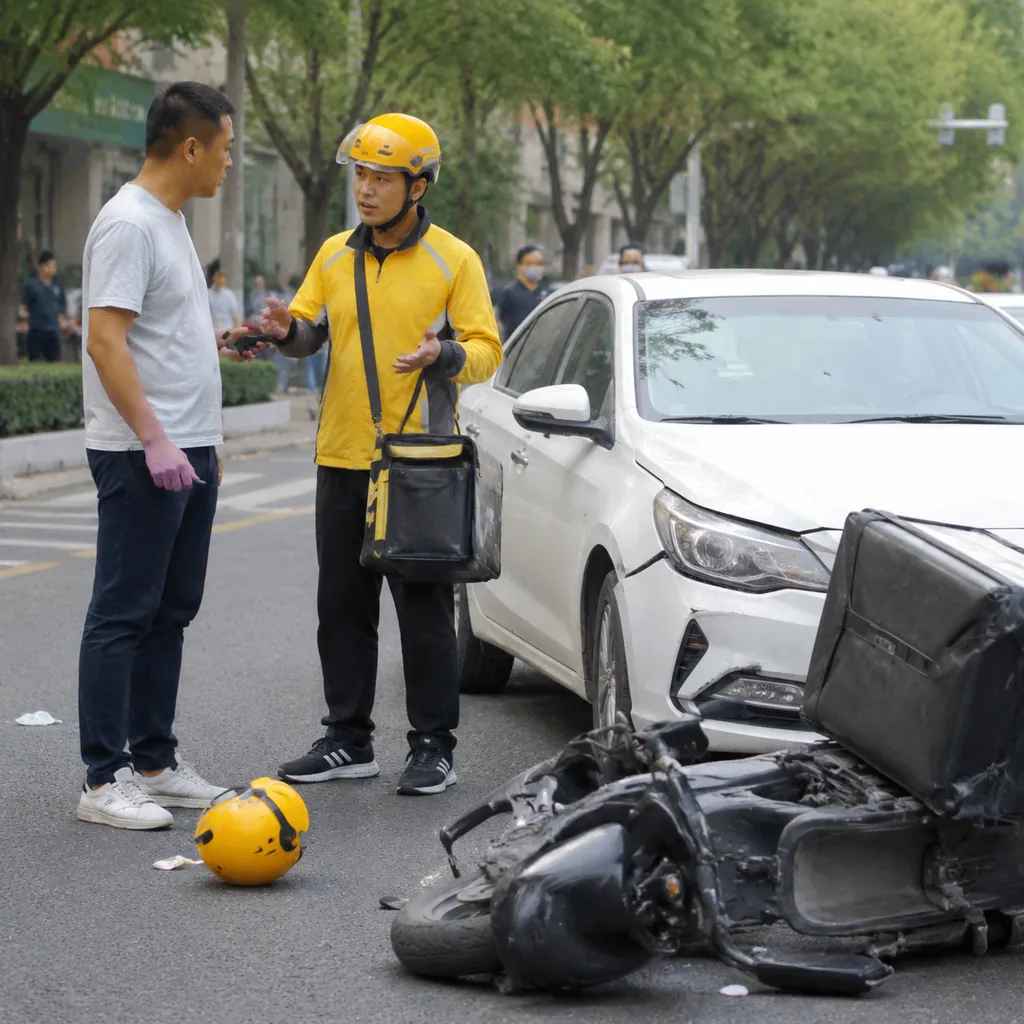 外卖骑手事故现场沟通