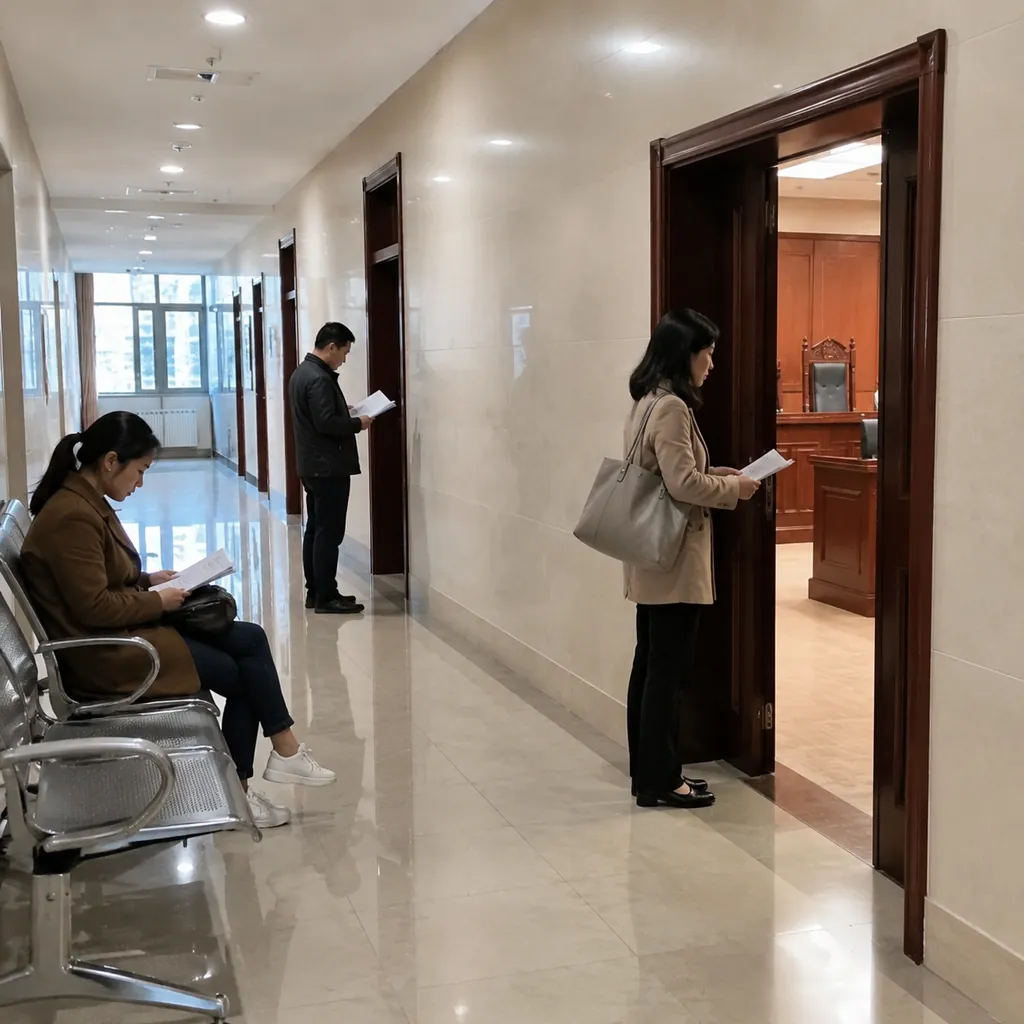 家事法庭门口等待开庭