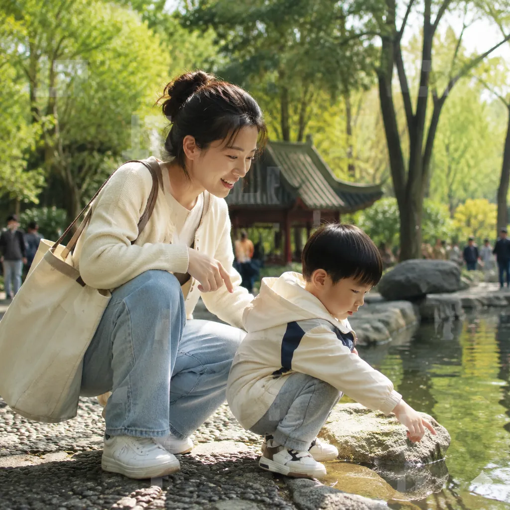 家长带孩子游玩场景